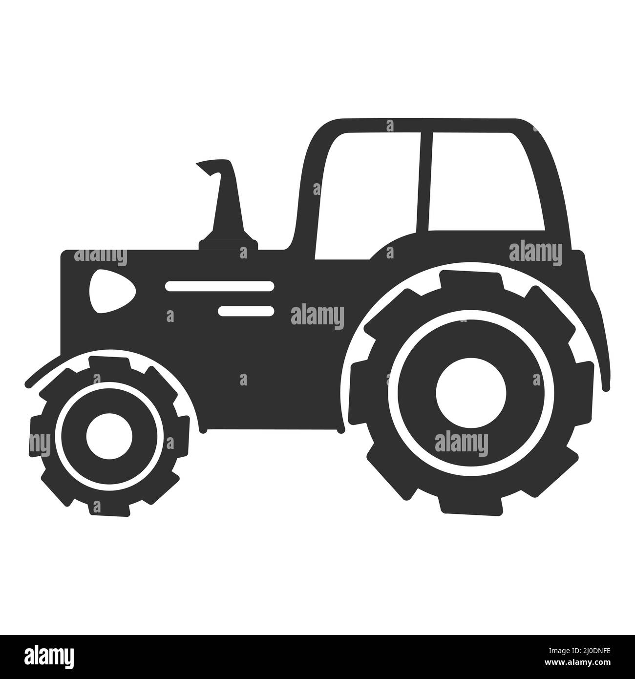 Schwarze Silhouette Retro Landmaschinen Traktor. Stock Vektor