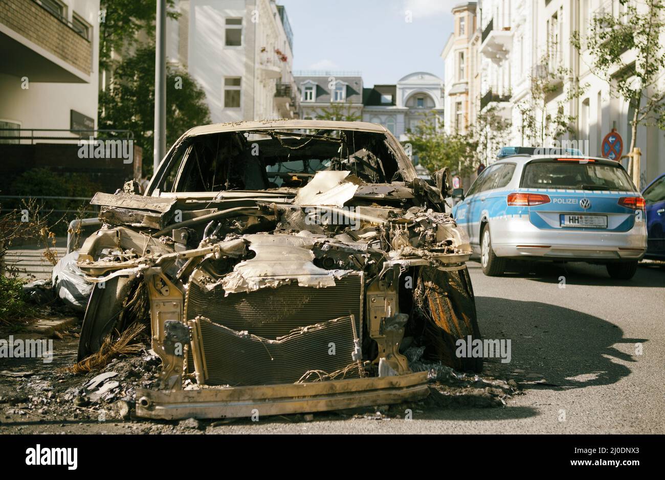 Verbrannten Auto Stockfoto