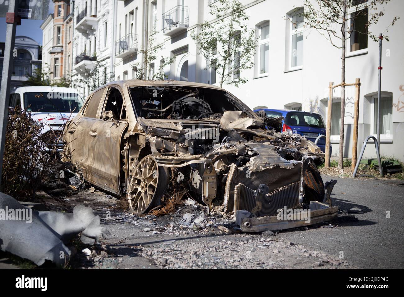 Verbrannten Auto Stockfoto