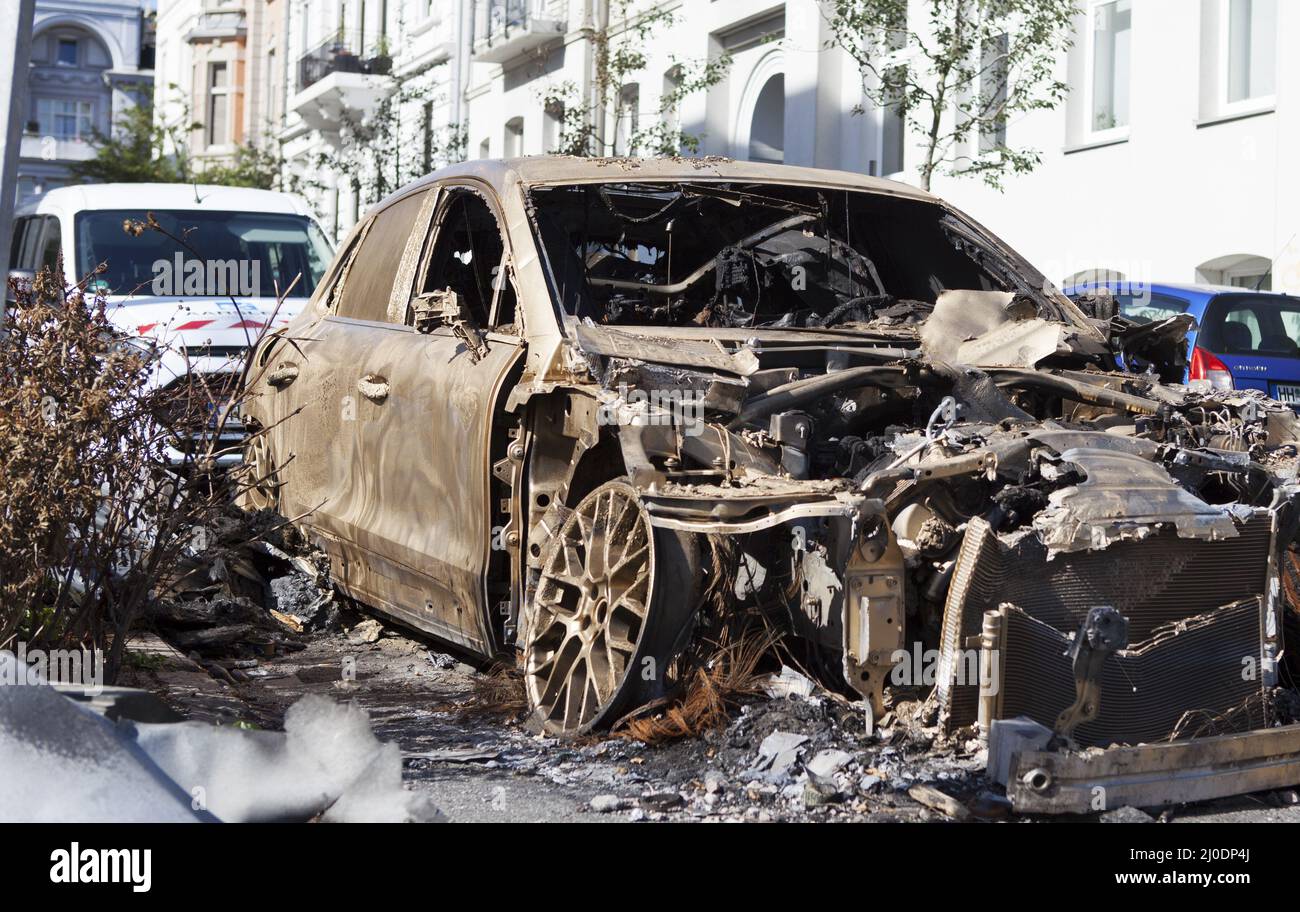 Verbrannten Auto Stockfoto