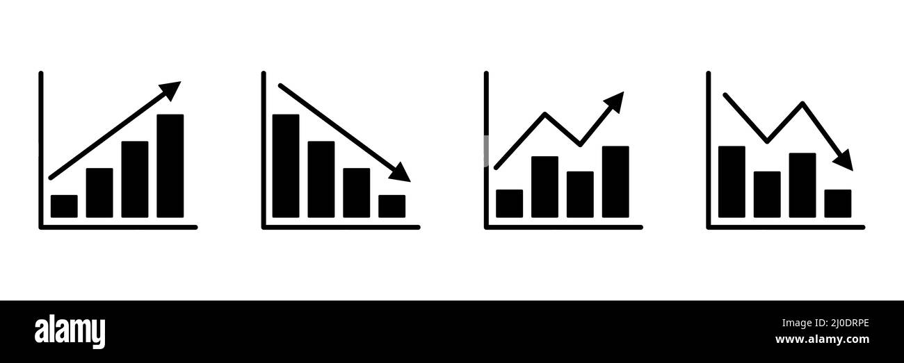 Grafiken und Diagramme flache Symbole gesetzt. Big-Data-Konzept. Symbol für die Geschäftsanalyse. Statistiken und Diagramminformationen Stock Vektor