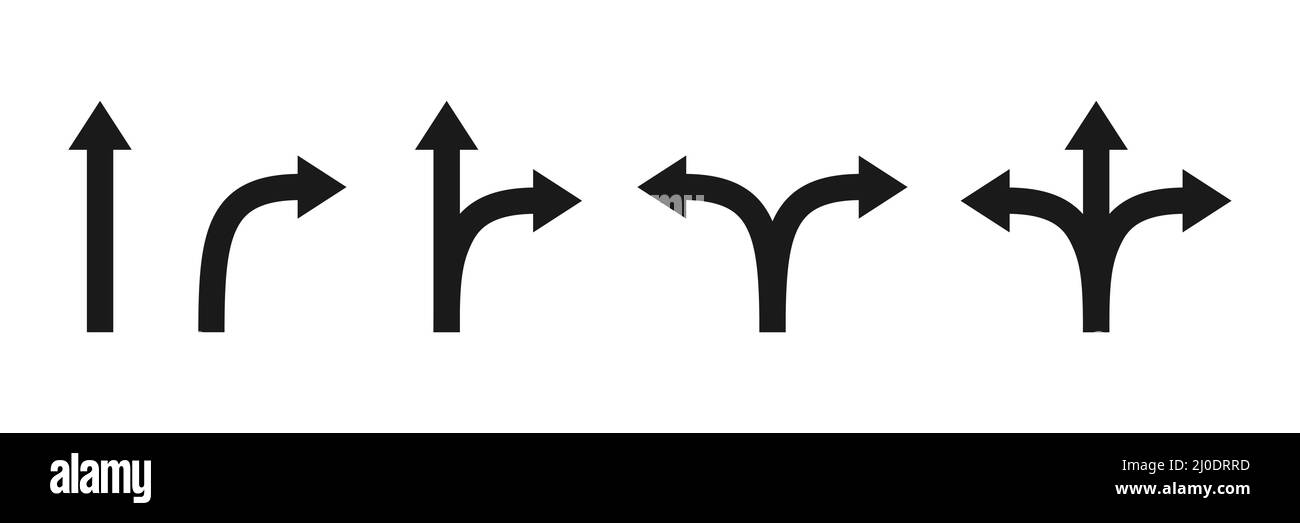 Pfeilsymbol festgelegt. Schwarze einfache Pfeile Sammlung. Vektorgrafik isoliert auf Weiß Stock Vektor