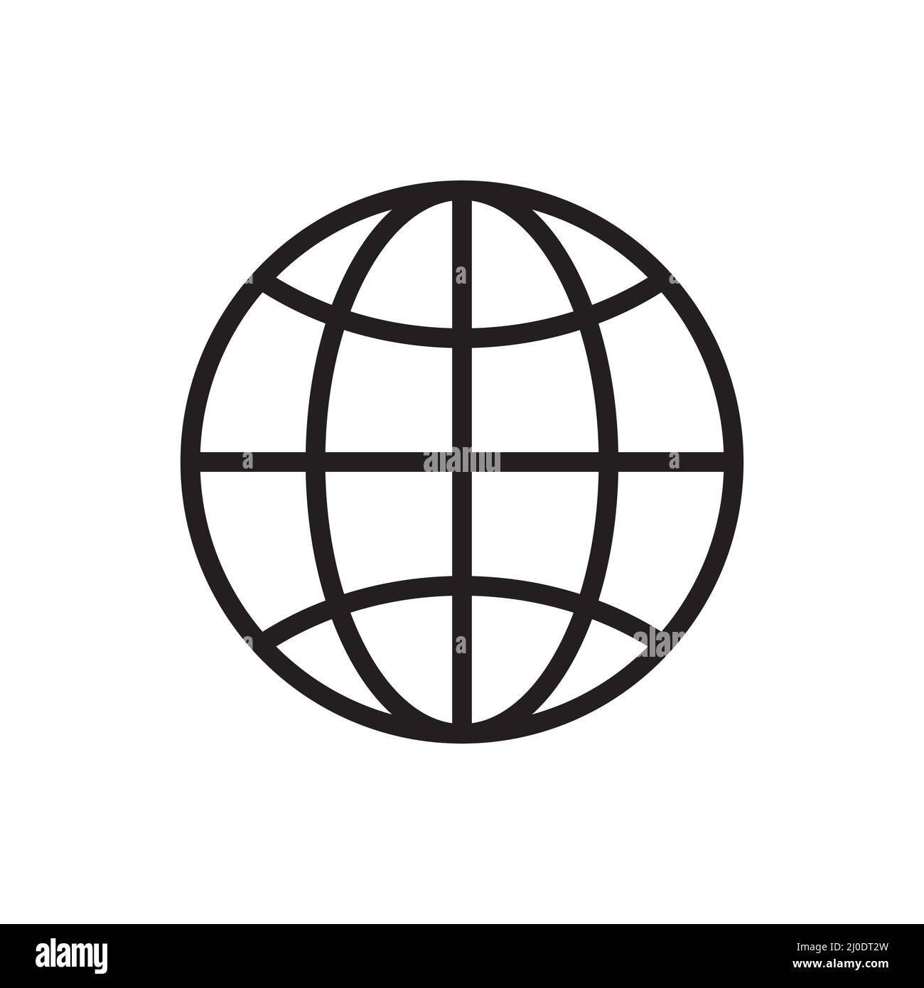 Globus-Symbol. World Wide Web Umrisssymbol. Planetenschild. Stock Vektor