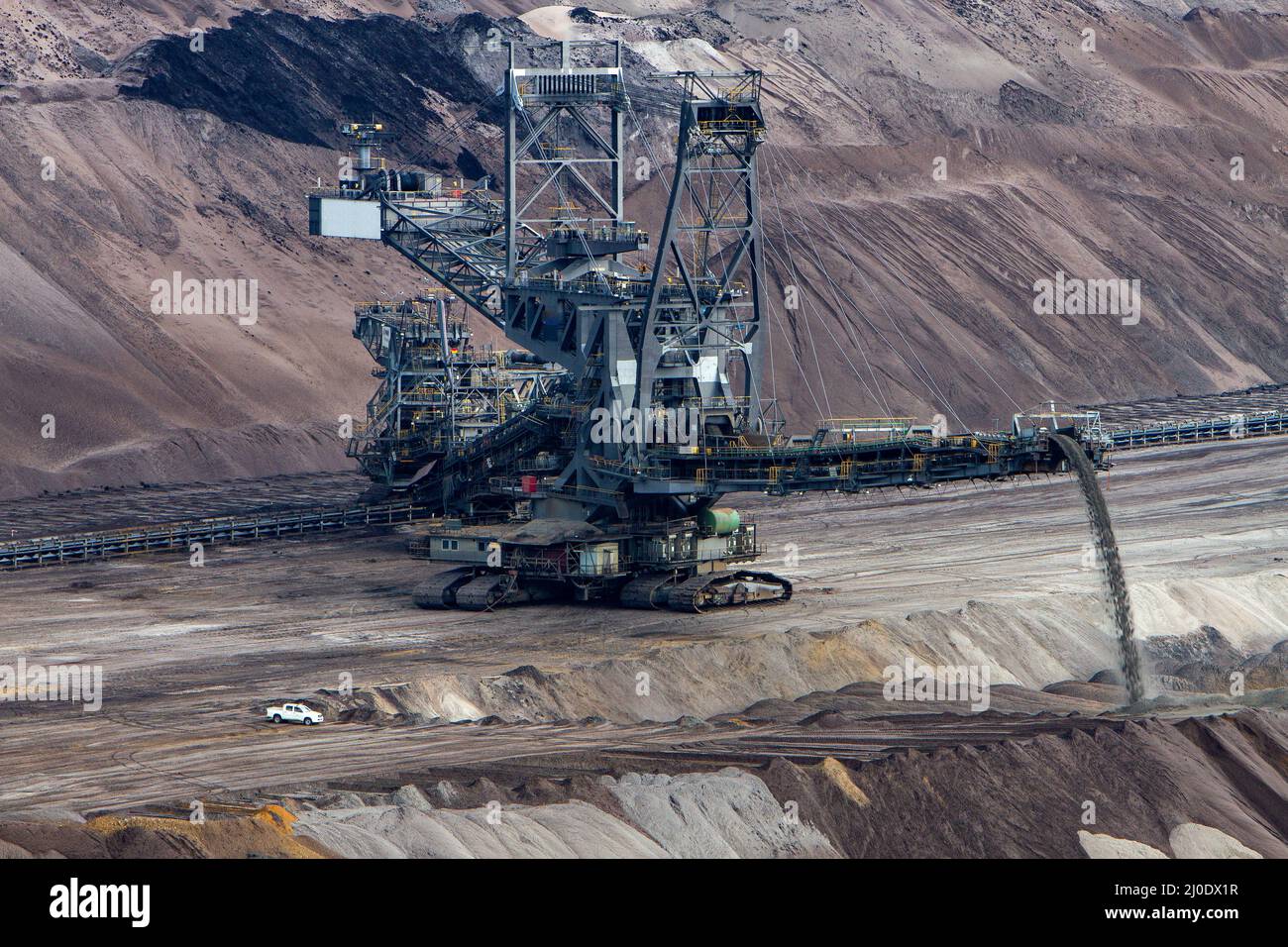 Ein Schaufelradbagger im Tagebau eingesetzt. Stockfoto