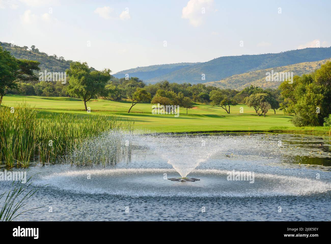 Gary Player Country Club Golf Course, Sun City holiday Resort, Pilanesberg, North West Province, Südafrika Stockfoto