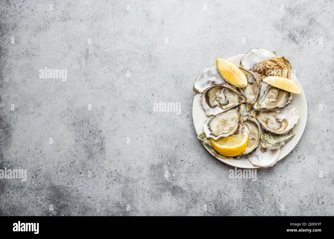 Frisch geöffnete Austern Stockfoto