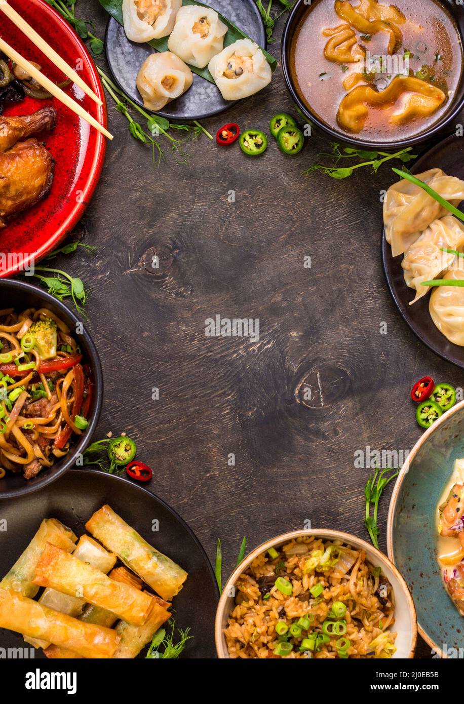 Chinesisches Essen leere Hintergrund Stockfoto