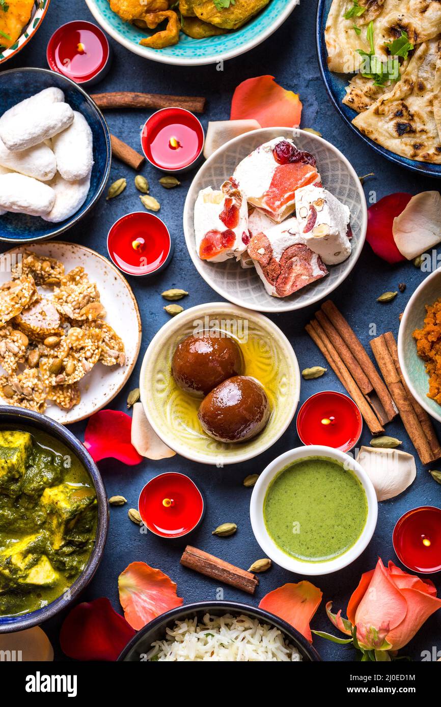 Essen für Indische festival Diwali Stockfoto
