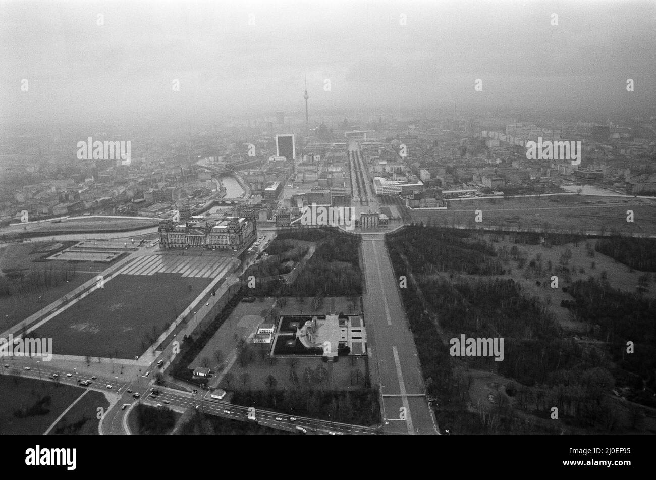 Luftaufnahmen vom Brandenburger Tor. 13.. Dezember 1979. Stockfoto