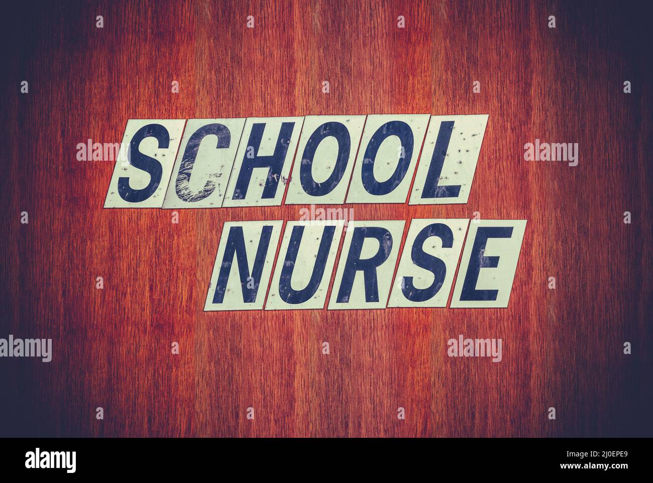 Grungy Schule Krankenschwester Zeichen Stockfoto