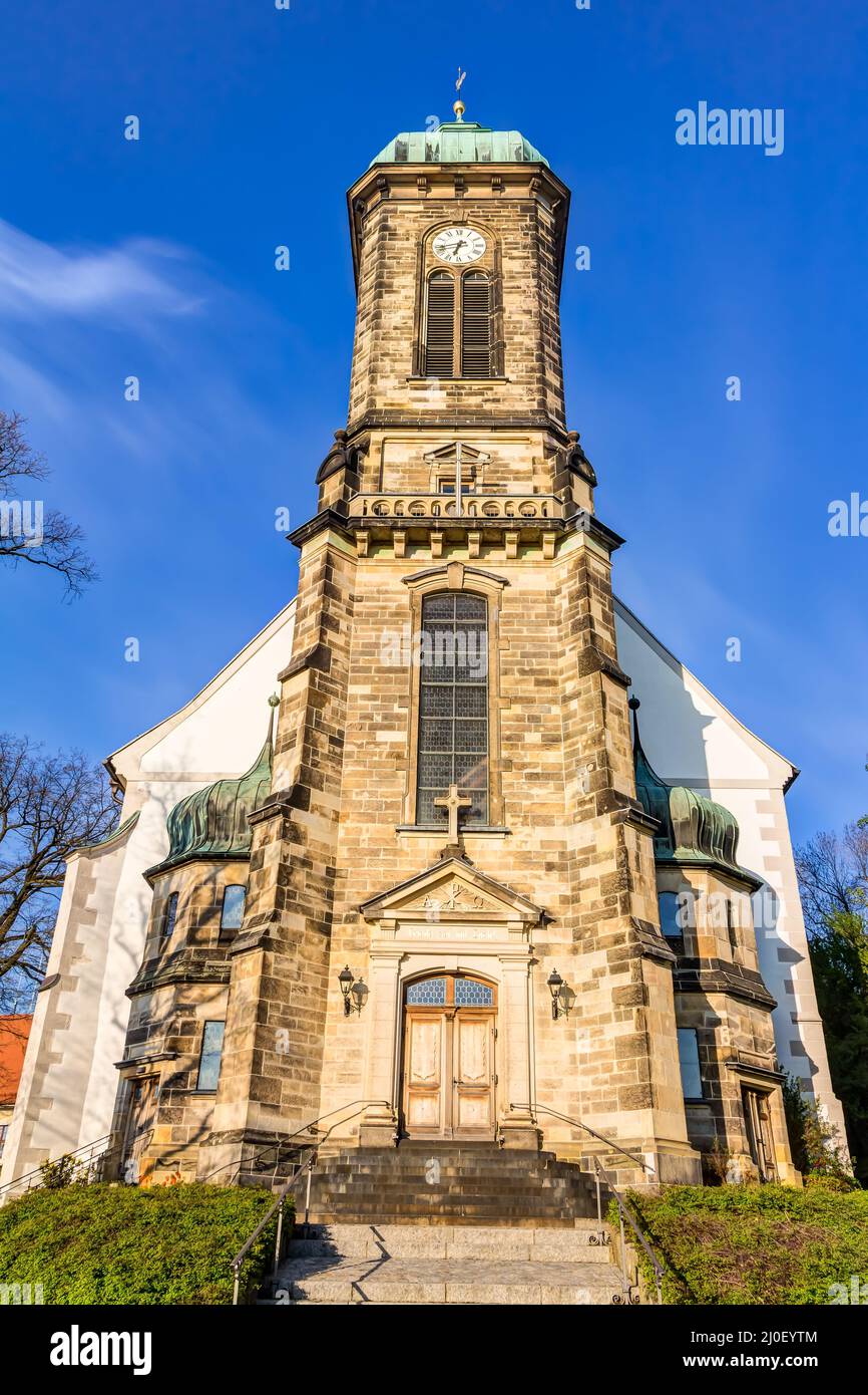 Stadtkirche in Stolpen, Bezirk Sächsische Schweiz bei Dresden Stockfoto