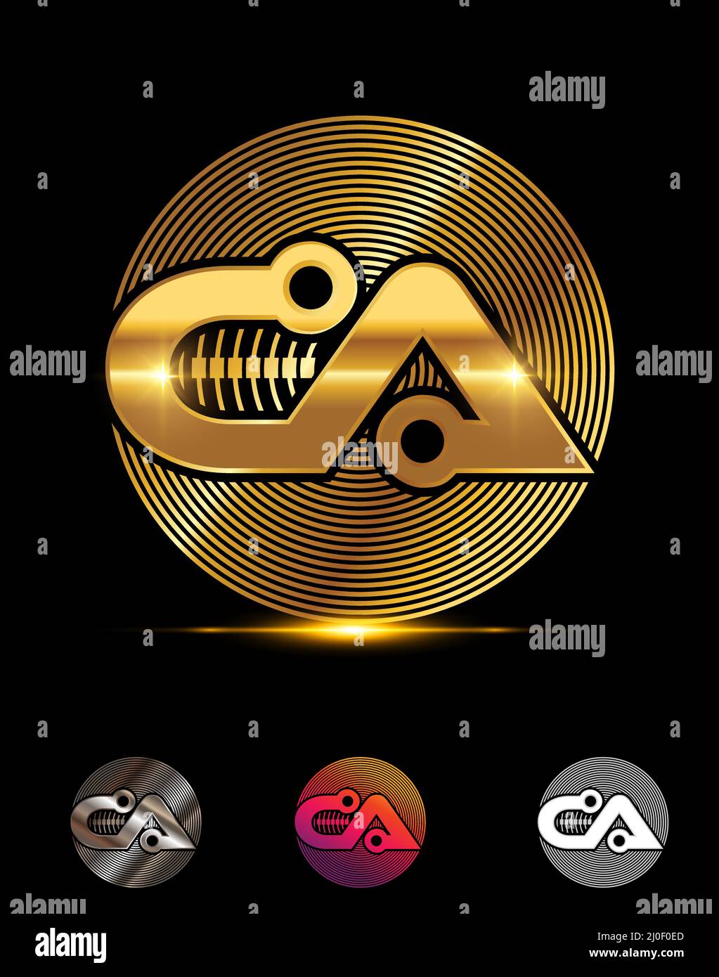 Ein Vektorgrafik-Set aus CA Golden Techno Vector Sign Stock Vektor