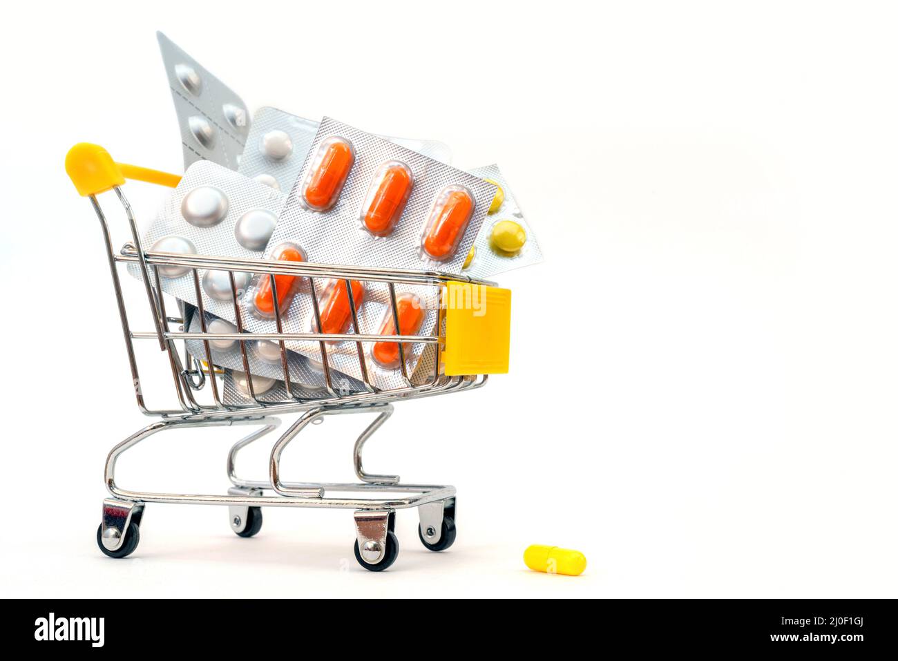 Verkauf von Pillen in der Apotheke. Medizinische Industrie. Medikamente für Krankheiten. Stockfoto