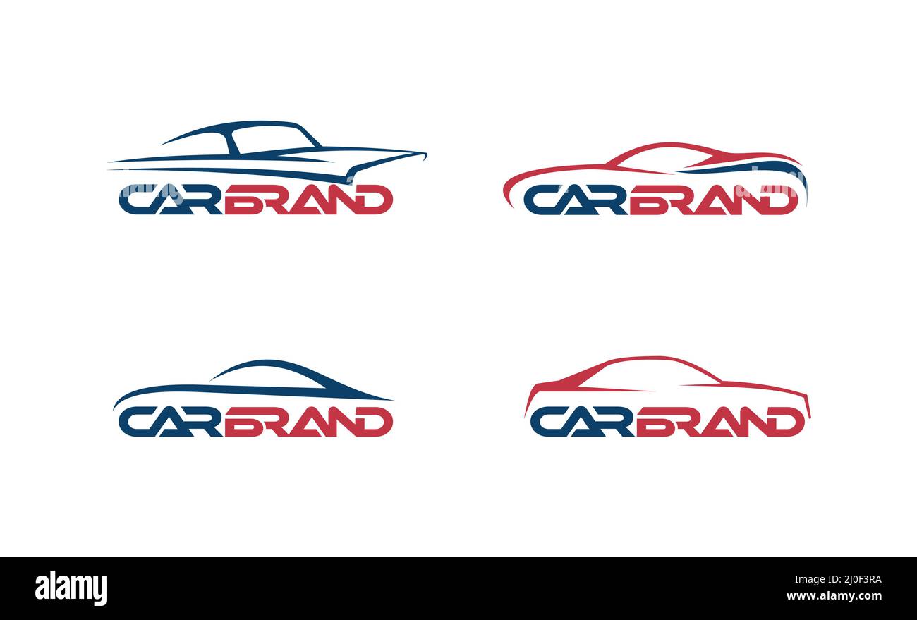Ein Vektor Illustration Satz von Car Brand Outline Vorlage Logo Zeichen flache Färbung einfach zu färben und zu bearbeiten Stock Vektor