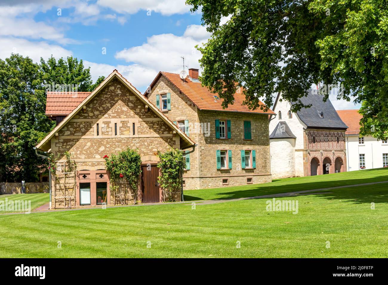 Bau des Klosters Lorsch (St. Nazarius) in Lorsch im Bezirk Bergstraße Stockfoto