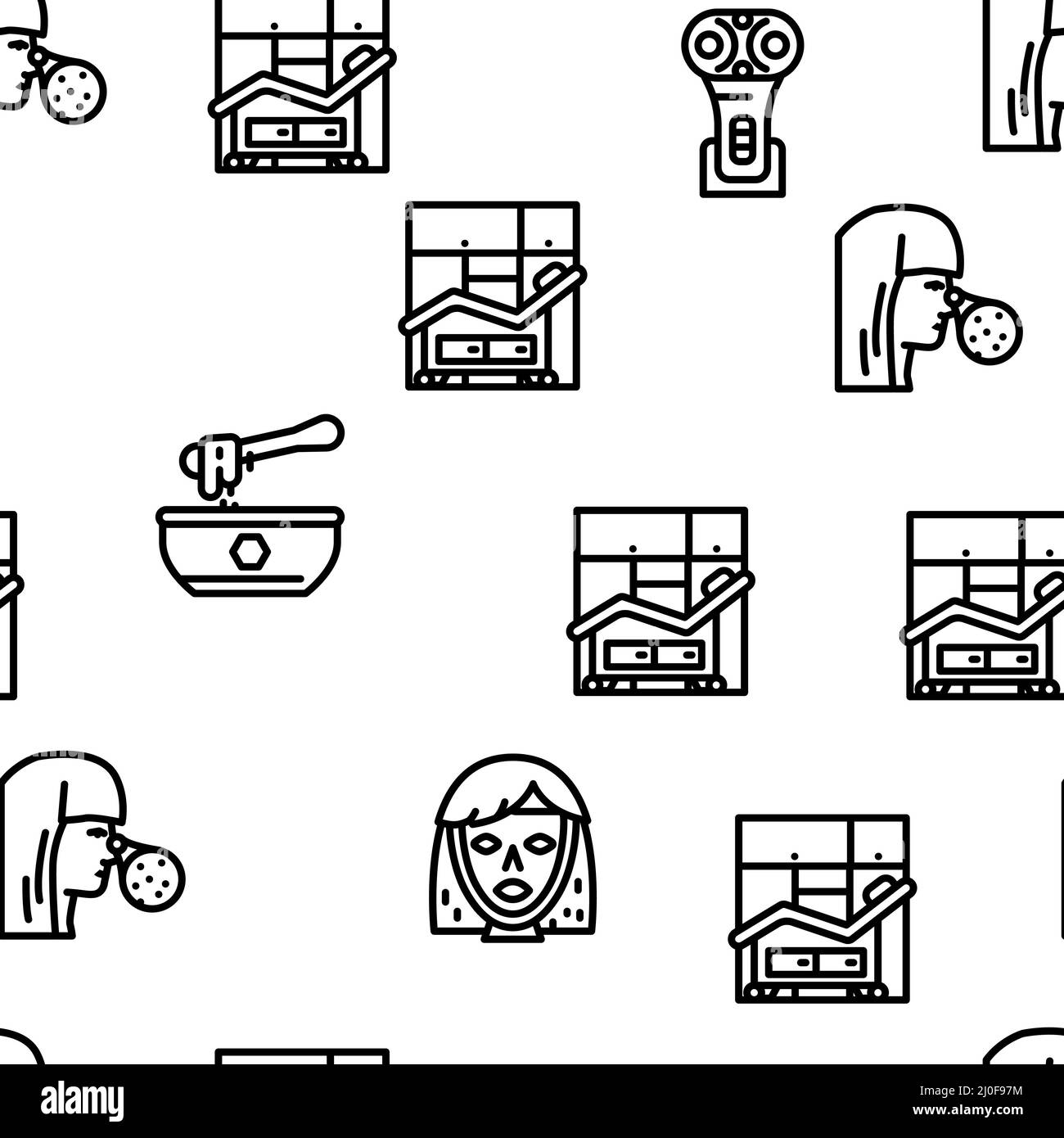 Kosmetologie Schönheitsverfahren Vektor Nahtloses Muster Stock Vektor