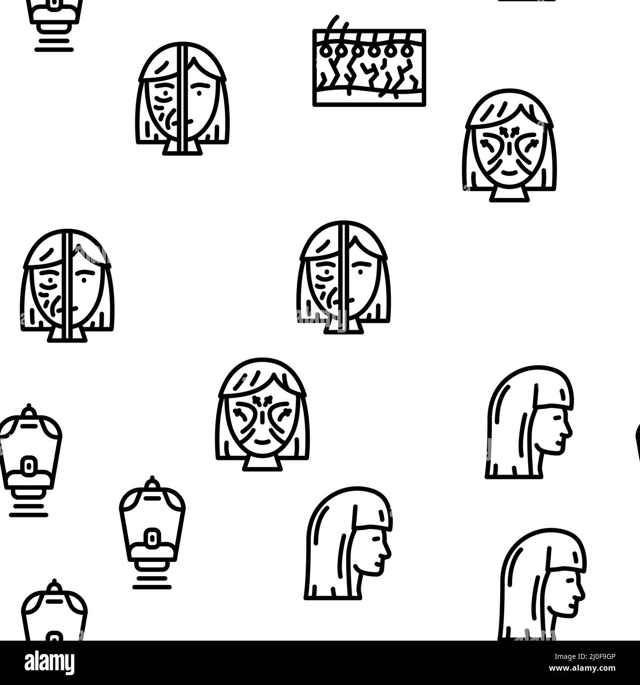 Kosmetologie Schönheitsverfahren Vektor Nahtloses Muster Stock Vektor