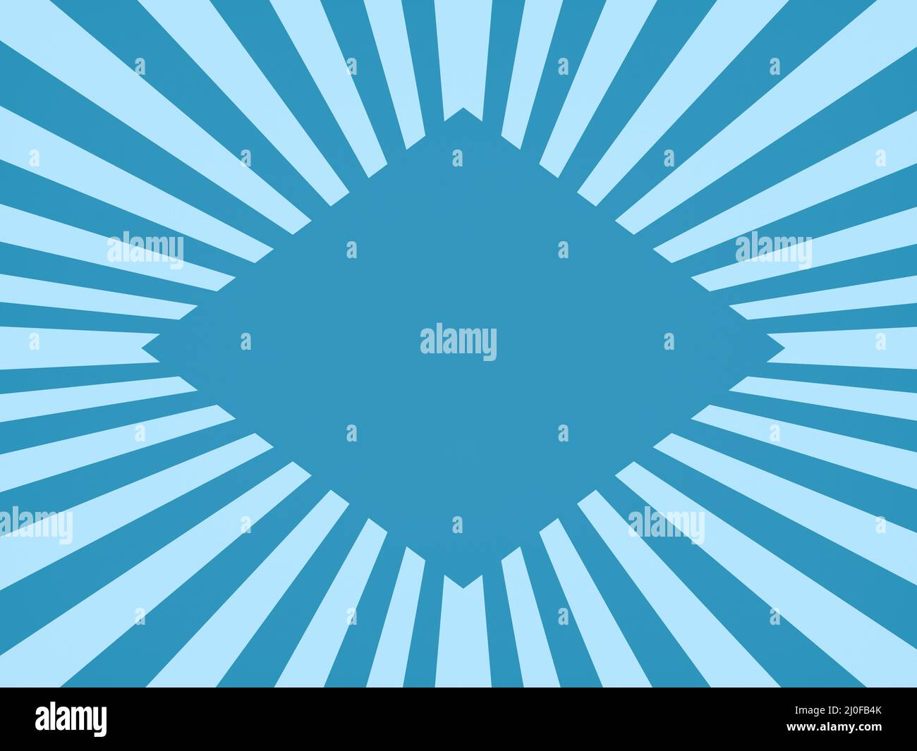 Abstrakter geometrischer Hintergrund einer blauen Raute mit Strahlen, die von ihr kommen. Stockfoto