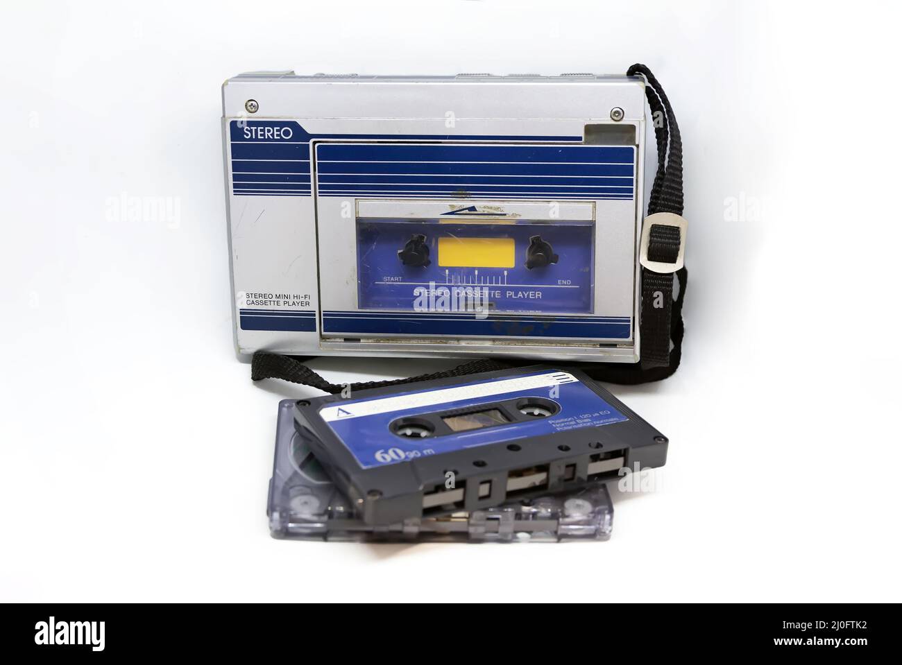 Alter tragbarer Stereo-Audio-Kassettenspieler Stockfoto