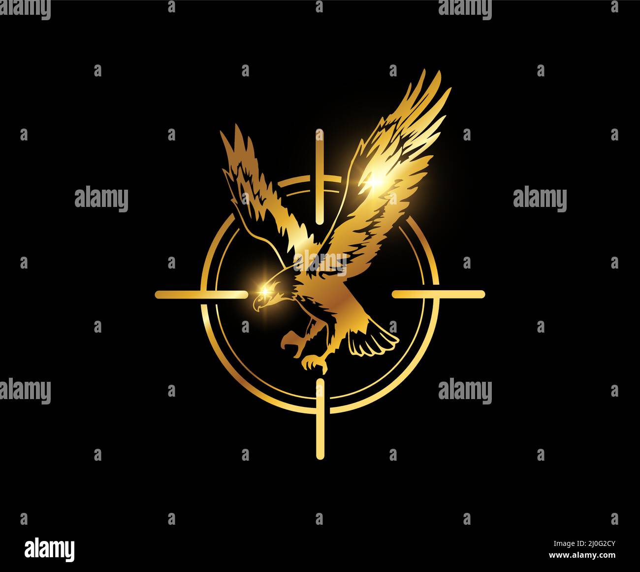 Eine Vektordarstellung des goldenen fliegenden Adlers Logo-Zeichens Stock Vektor
