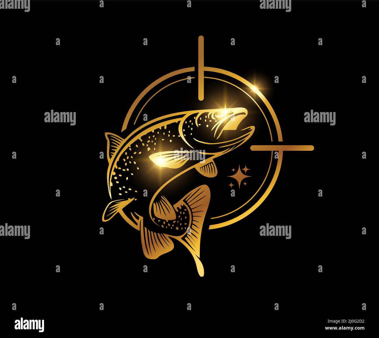 Eine Vektordarstellung des Logos der Goldenen Forelle Stock Vektor