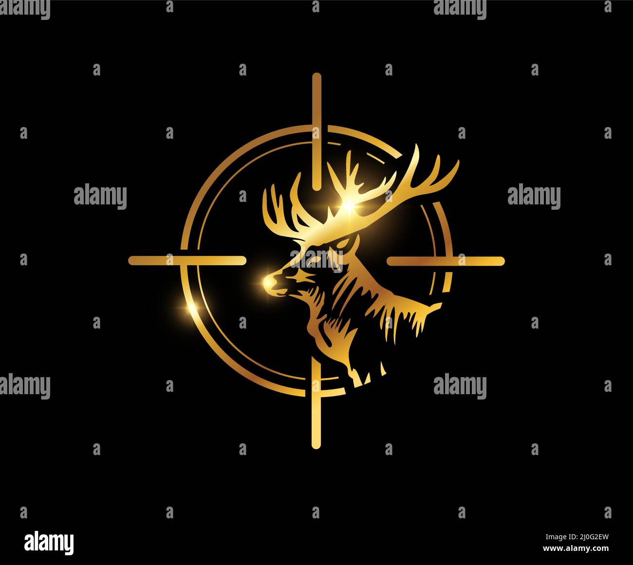 Eine Vektordarstellung des Gold Elch Hunter Logo-Zeichens Stock Vektor
