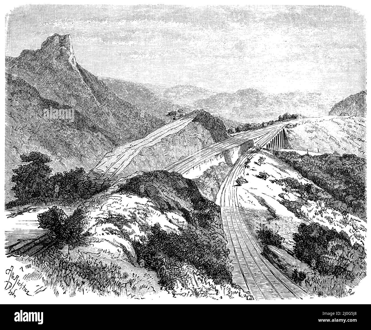 Bhor Ghat, Bergpass, , Albert Richter (Geographie Buch, 1885), Bhor Ghat, Gebirgsspass, Bhor Ghat, col de birrs Stockfoto