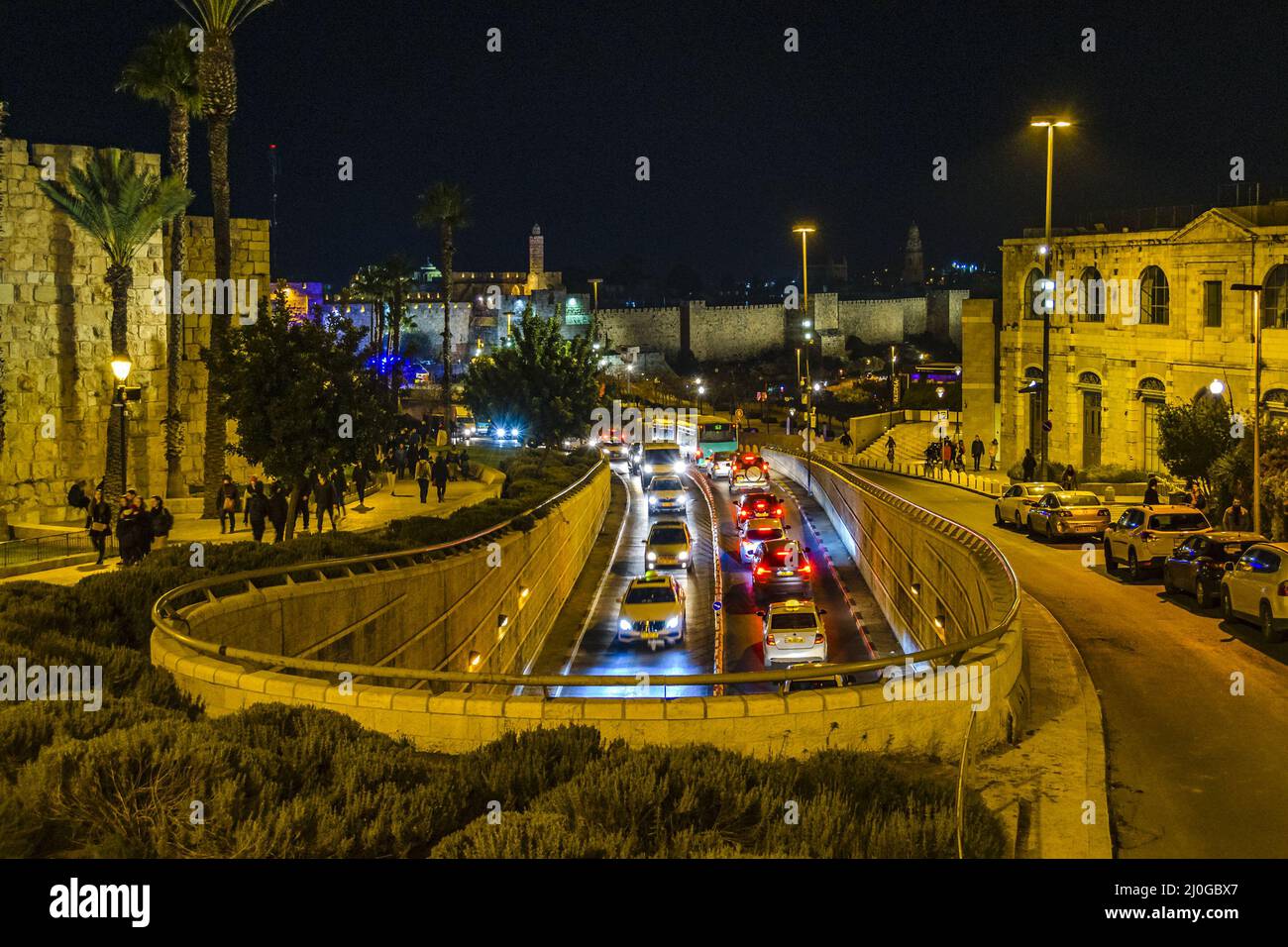 Jerusalem City Nachtszene Stockfoto