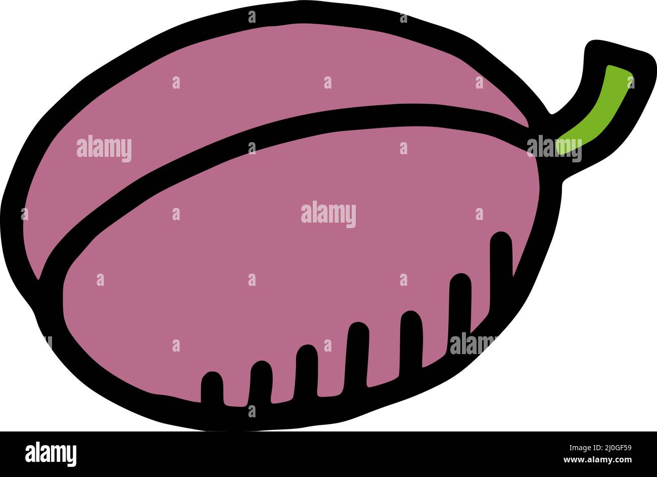 Pflaumenkritzel-Symbol auf weißem Hintergrund isoliert. Obst Cartoon Vektor Illustration. Stock Vektor