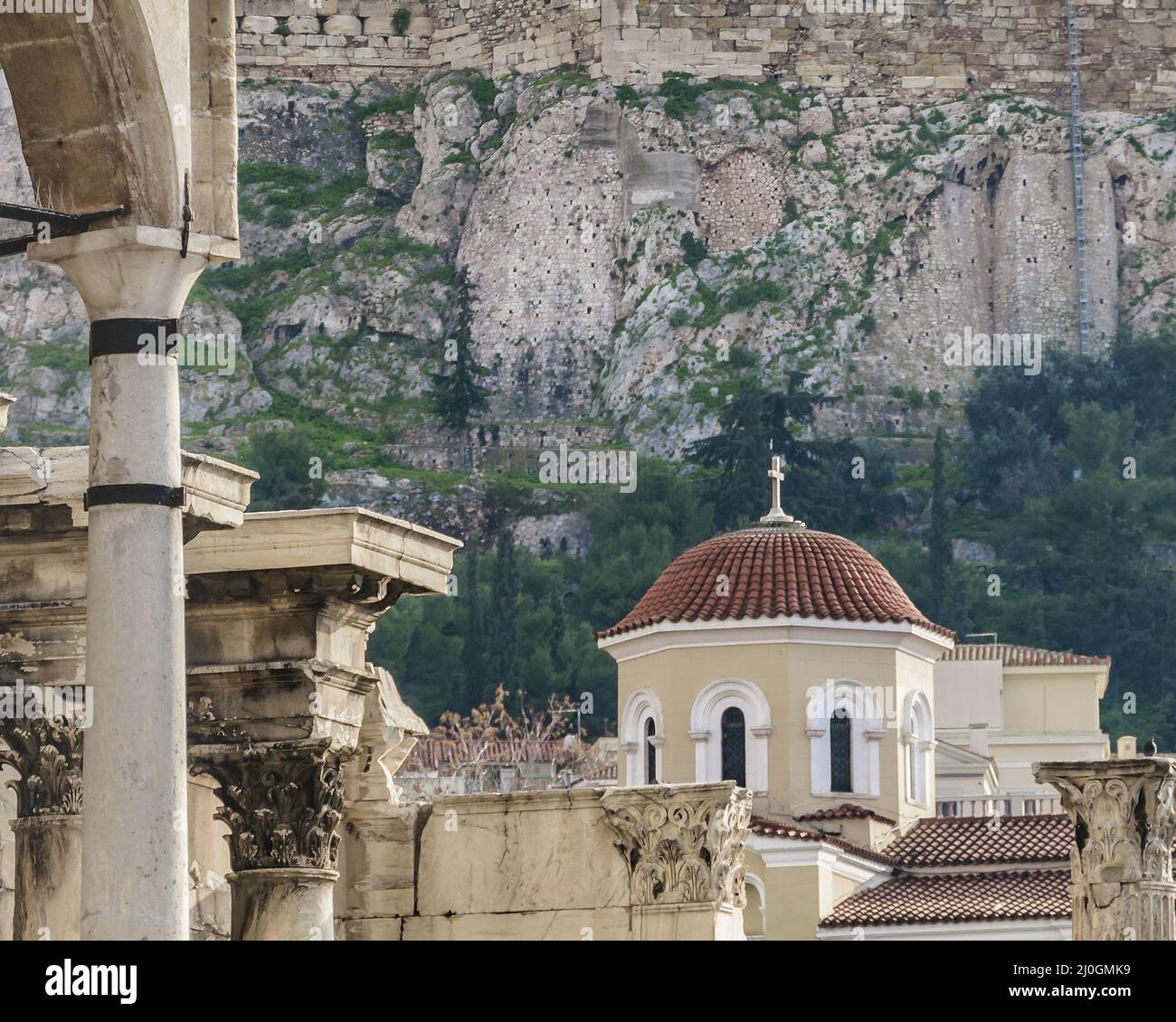 Ruinen Der Adrian Emperor Library, Athen Stockfoto