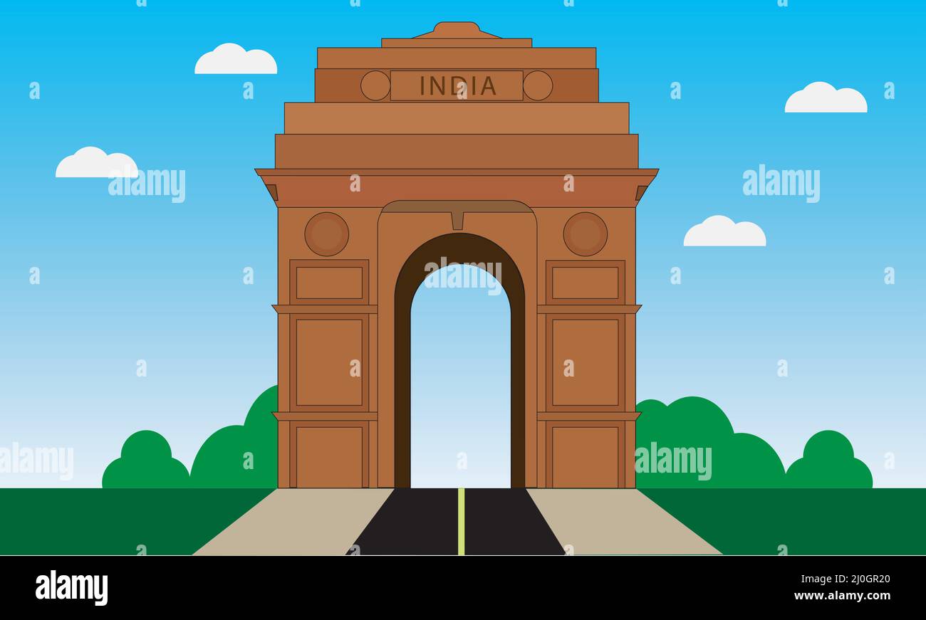 Vektordarstellung des India Gate in Neu-Delhi Stock Vektor