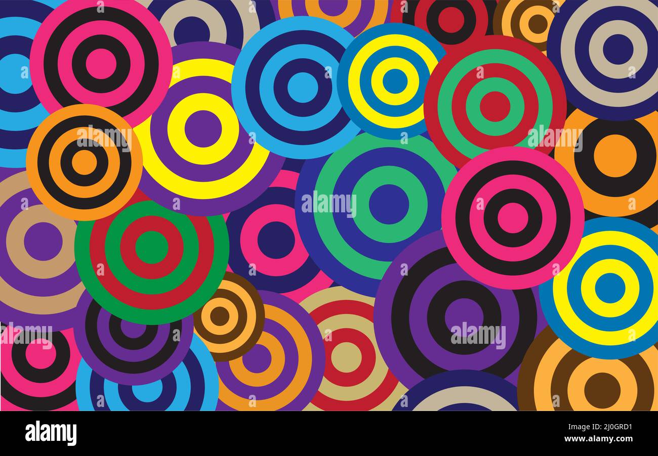 1960s vintage Retro bunte psychedelische Kreise Vektorbild Stock Vektor