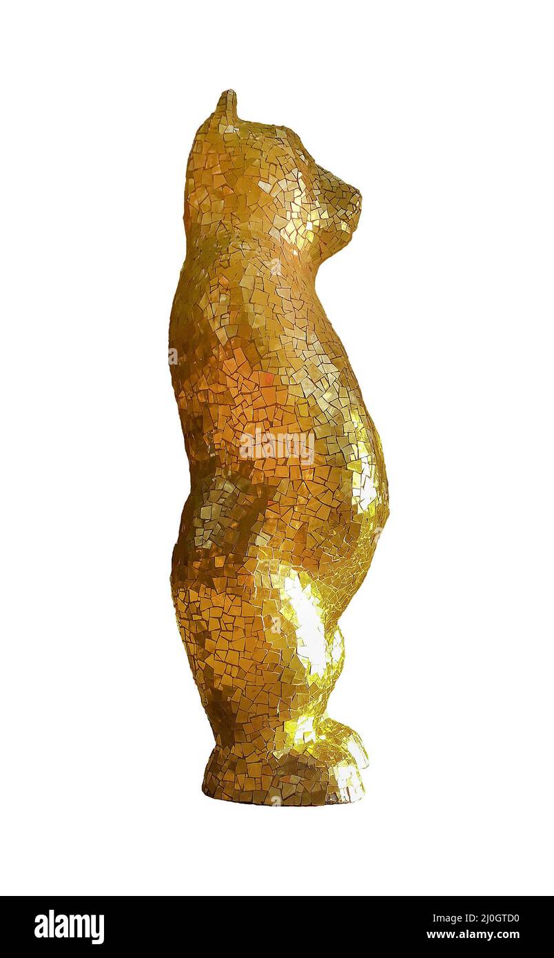 Goldener Bär Skulptur Isoliert Foto Stockfoto
