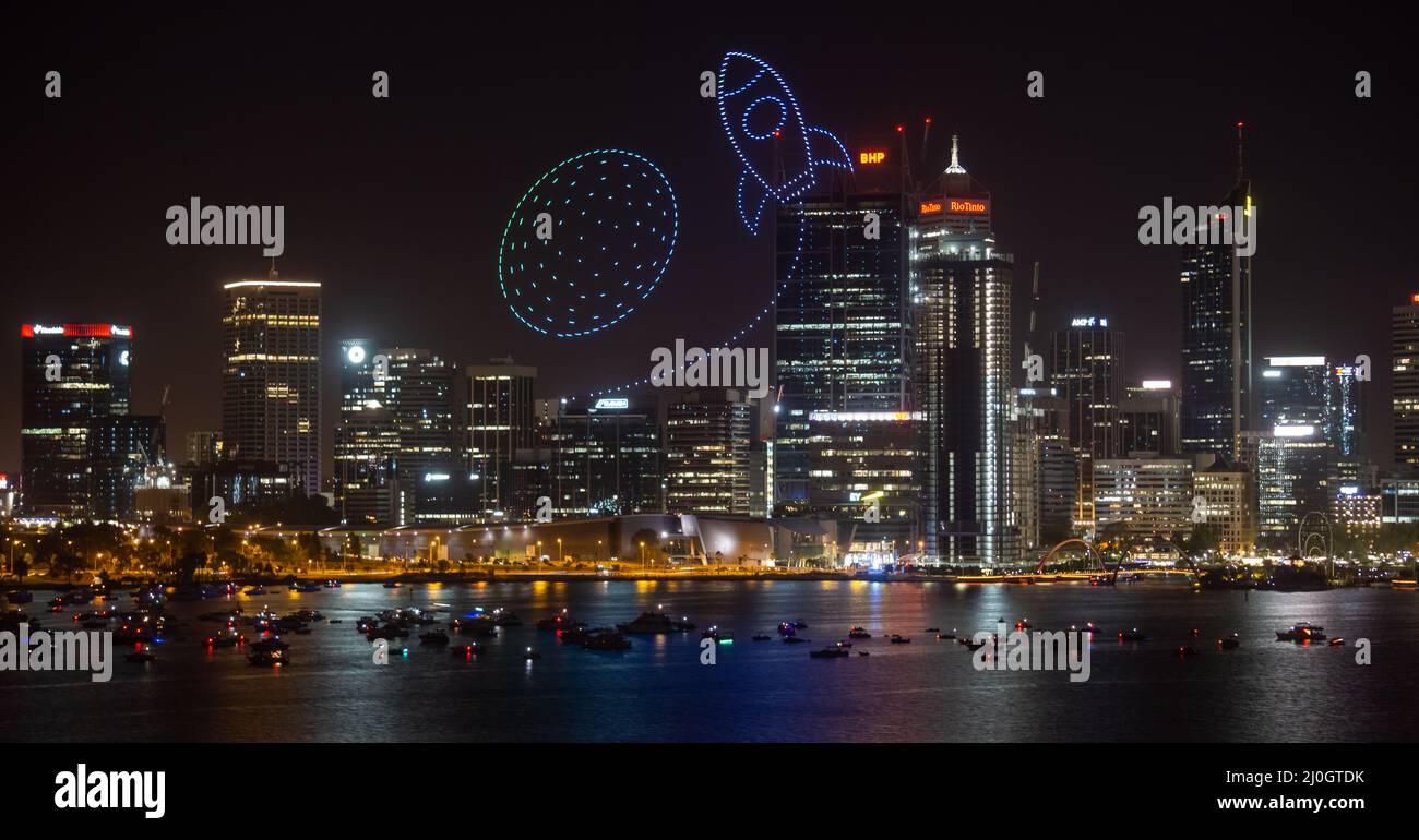 City of Lights Drone Show Perth Stockfoto