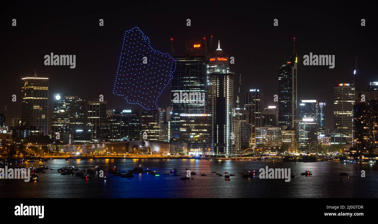 City of Lights Drone Show Perth Stockfoto