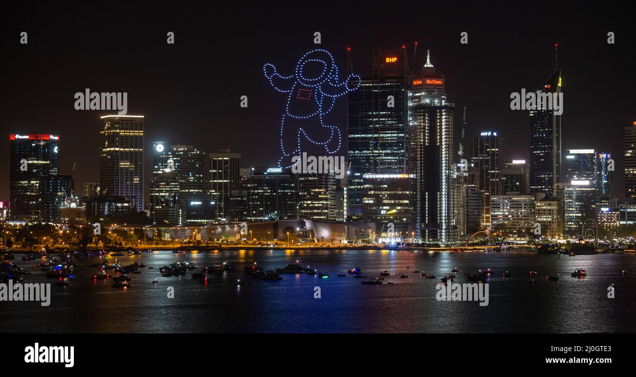 City of Lights Drone Show Perth Stockfoto