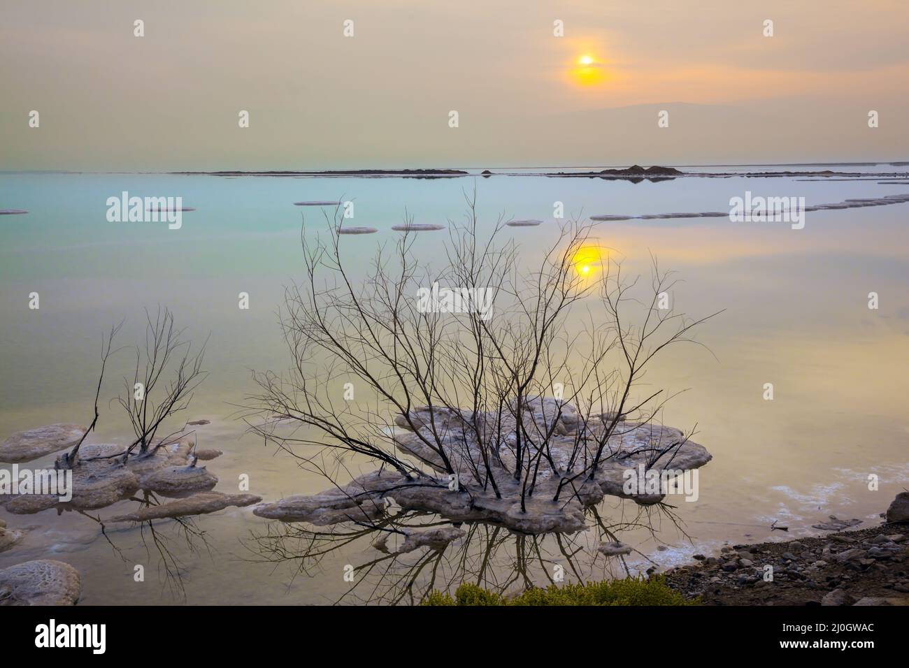 Die neblige Sonne Stockfoto