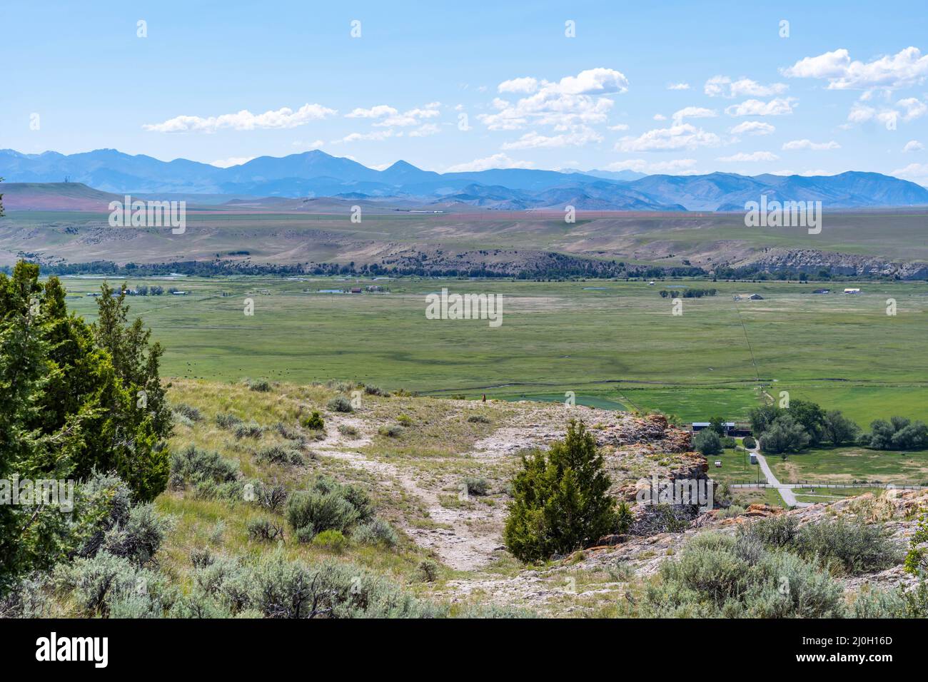 Blick auf die Landschaft des Madison Buffalo Jump SP, Montana Stockfoto