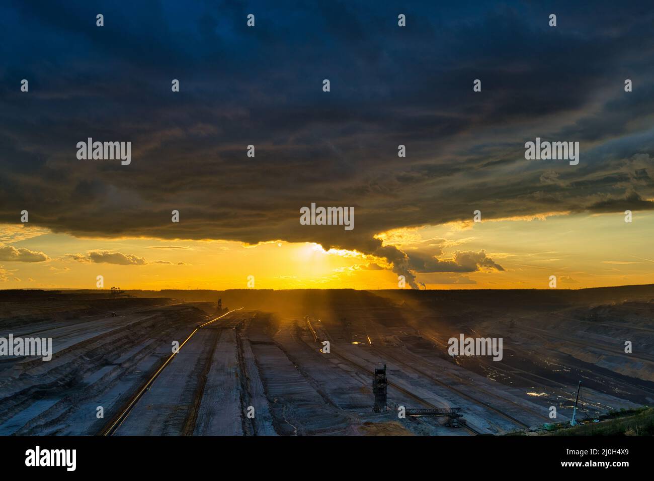 Panoramablick auf das Hambacher Tagebau Stockfoto