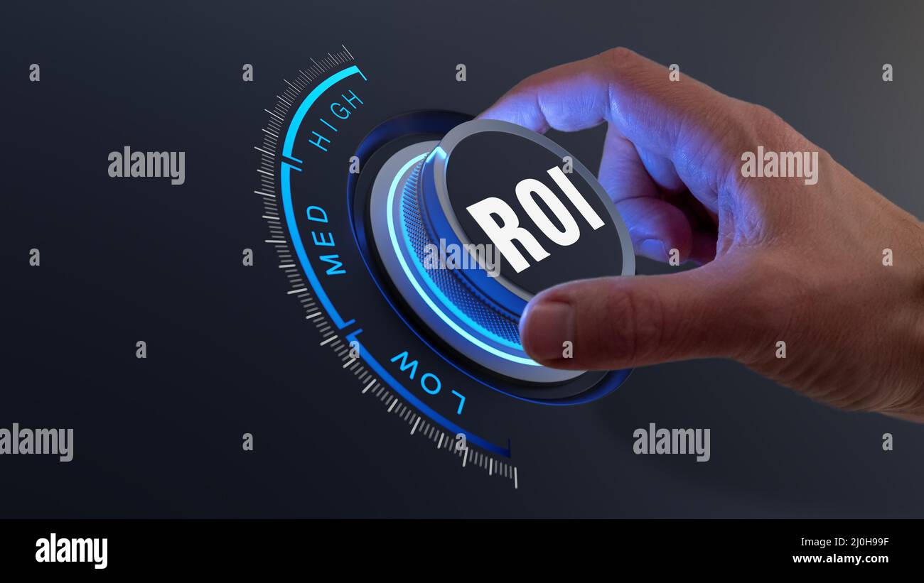 ROI Return on Investment BoostKonzept mit Person, die sich für die