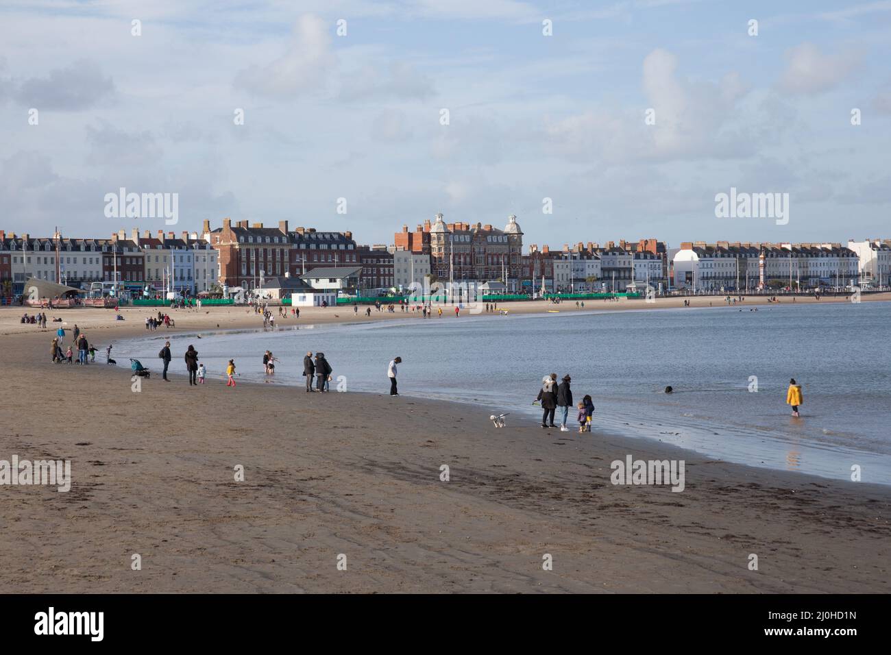 Blick auf den Weymouth Beach in Dorset in Großbritannien Stockfoto