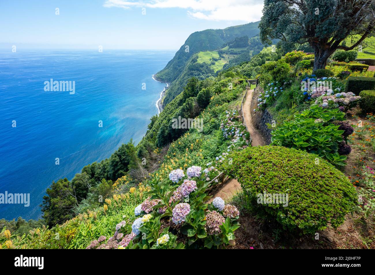 Miradouro de Sossego Sicht, Insel Sao Miguel, Azoren, Portugal Stockfoto