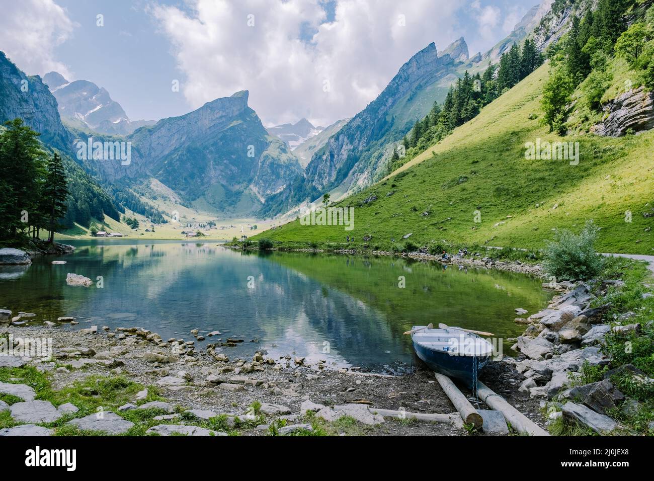 Seealpsee bei Appenzell in den schweizer Alpen, Ebenalp, Schweiz Stockfoto