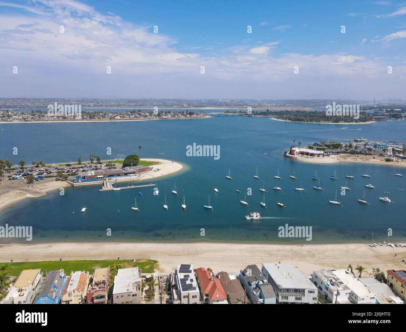 Luftaufnahme der Mission Bay und der Strände in San Diego, Kalifornien. USA. Stockfoto