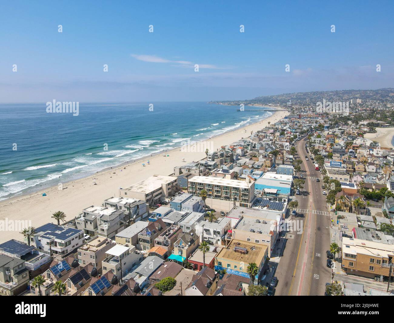 Luftaufnahme der Mission Bay und der Strände in San Diego, Kalifornien. USA. Stockfoto