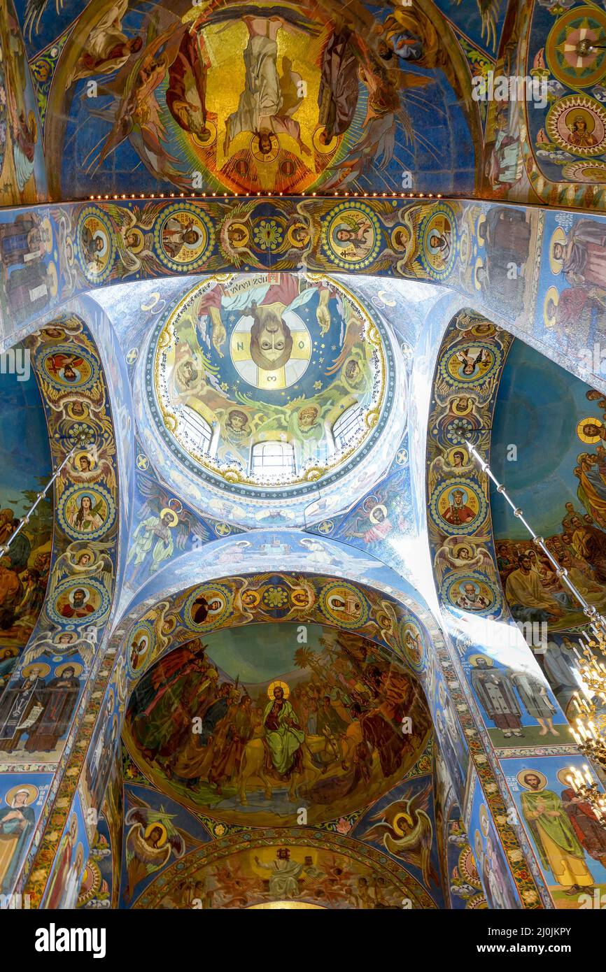 Fresken, Wandmalereien und Gemälde in der Kirche des Erlösers auf Blut Stockfoto Fresken, Wandmalereien und Gemälde in der Kirche des Erlösers auf Blut Stockfoto