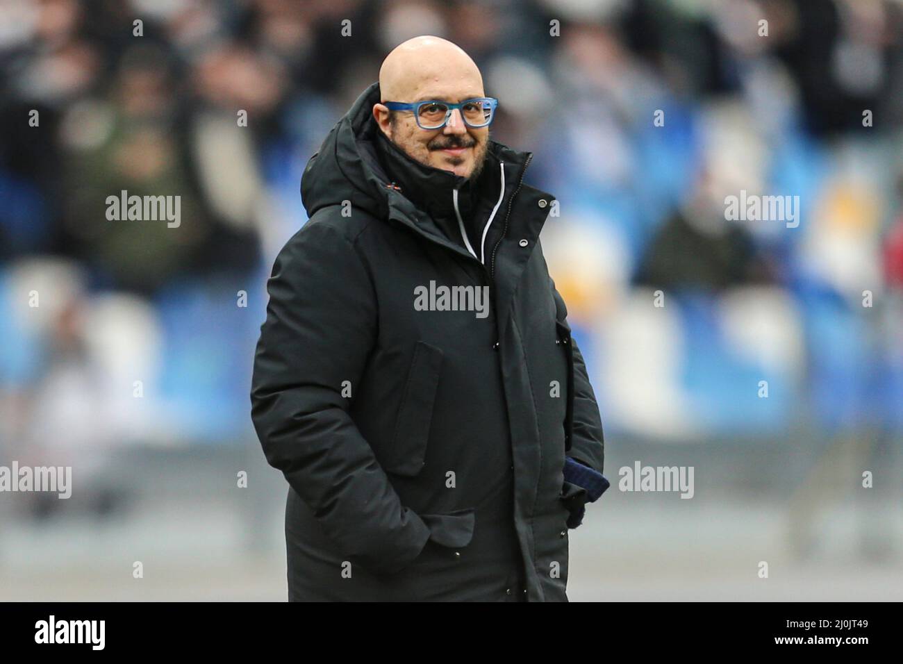 Pierpaolo Marino, Sportdirektor von Udinese, während des Fußballspiels der Serie A zwischen SSC Napoli und Udinese. Napoli gewann 2-1 Stockfoto