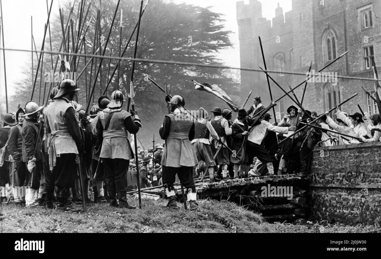 Schlachtnachstellungen - Ein Kampf zwischen der Kings Army und den Roundheads 3. Mai 1981 Stockfoto