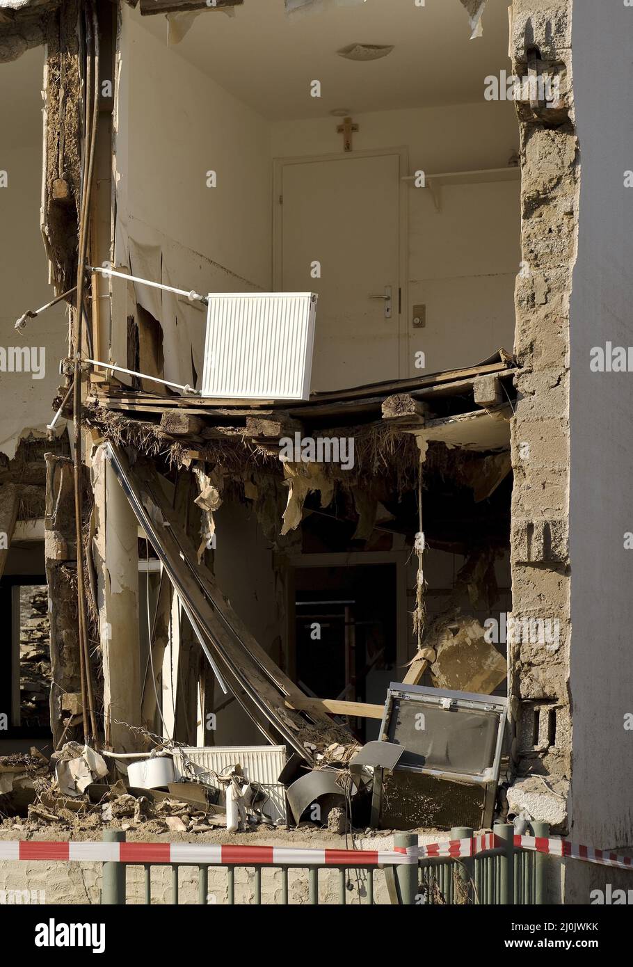 Zerstörtes Haus, Hochwasserkatastrophe 2021, Ahrtal, Dernau, Rheinland-Pfalz, Deutschland, Europa Stockfoto