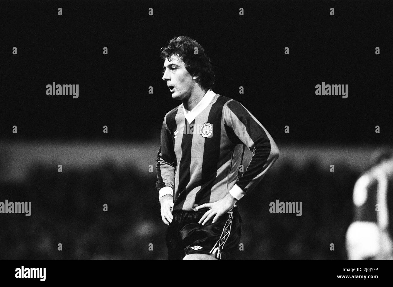 Ligaspiel Ipswich Town gegen Manchester City in der Portman Road am 1981. November. Trevor Francis Endstand: Ipswich 2-0 Manchester City Stockfoto